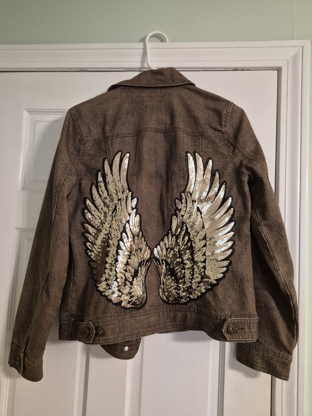 Brown Jacket with Gold Sequin Wings